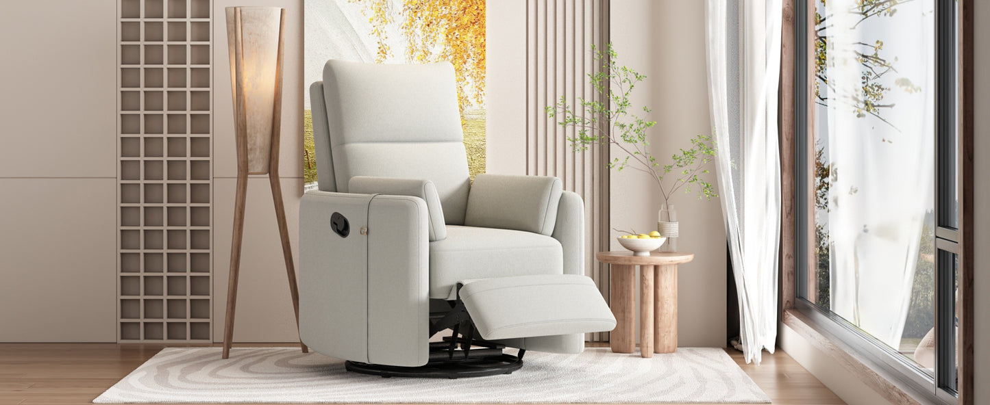 Niki Upholstered Swivel Recliner - Beige