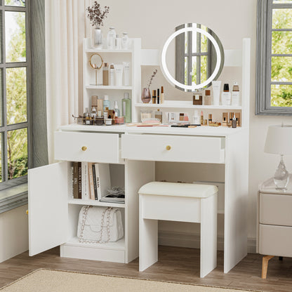 Zamo II Vanity Desk with Mirror and Lights