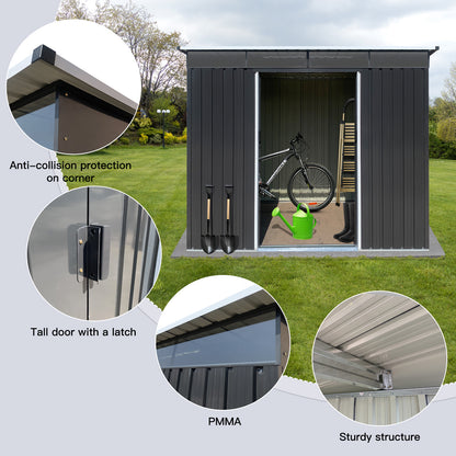 Morton 6 X 8 ft Metal Garden Sheds Outdoor Storage - Black