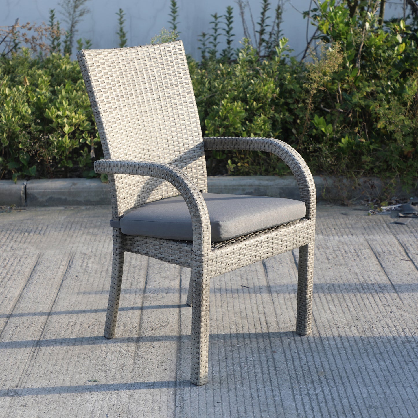 Aaron Outdoor Wicker Dining Chairs With Cushion (Set of 8) - Gray/Dark Gray