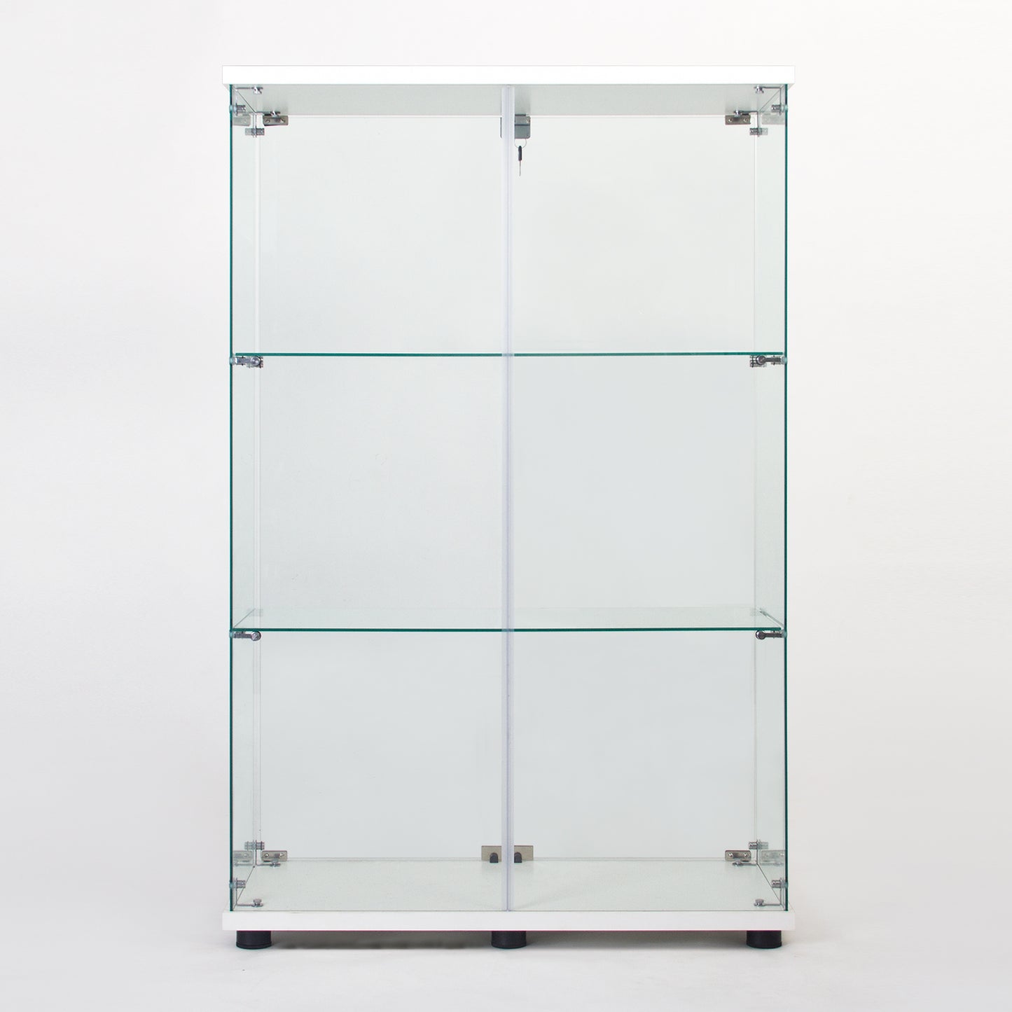 Crescent 4 Shelves Glass Display Cabinet - White