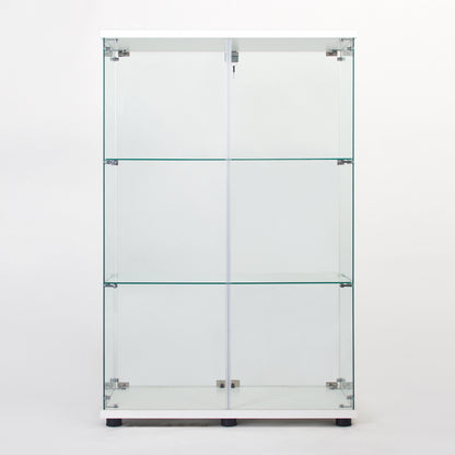 Crescent 4 Shelves Glass Display Cabinet - White