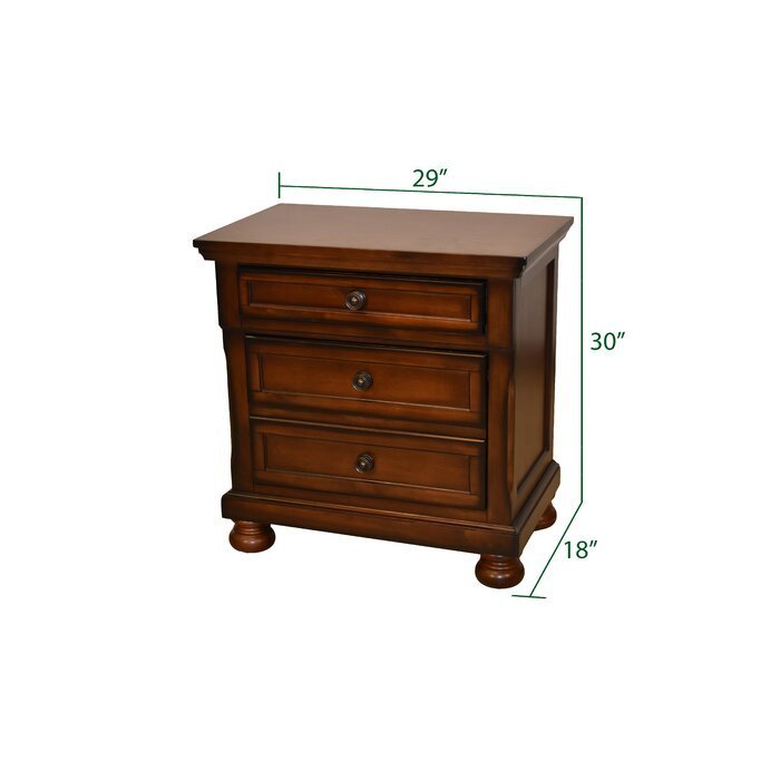 Baltimore Wood Nightstand with Hidden Jewelry Drawer - Dark Walnut