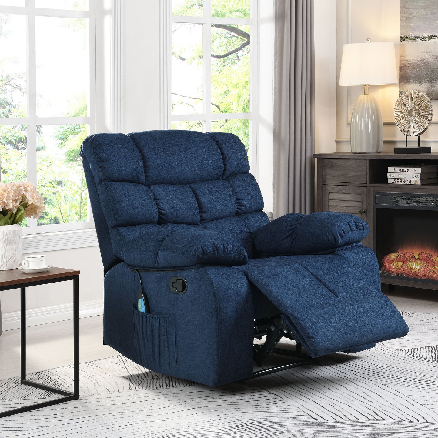 Jovan Power Recliner with Massage - Blue