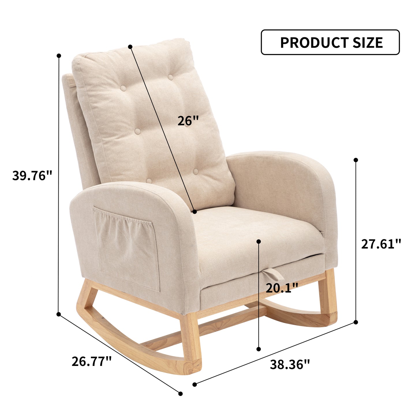 Bruce Accent Rocking  Chair with  Footrest - Beige