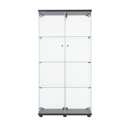 Mega 4 Shelves Glass Display Cabinet - Black