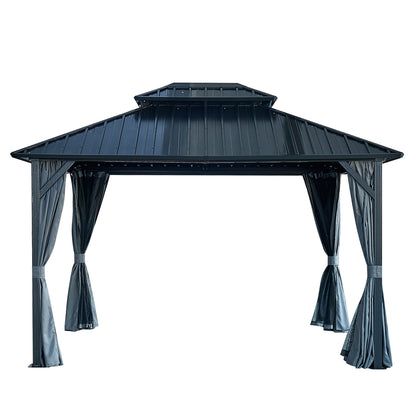 Afix 10 X 12 ft  Permanent Hardtop Gazebo Canopy - Black