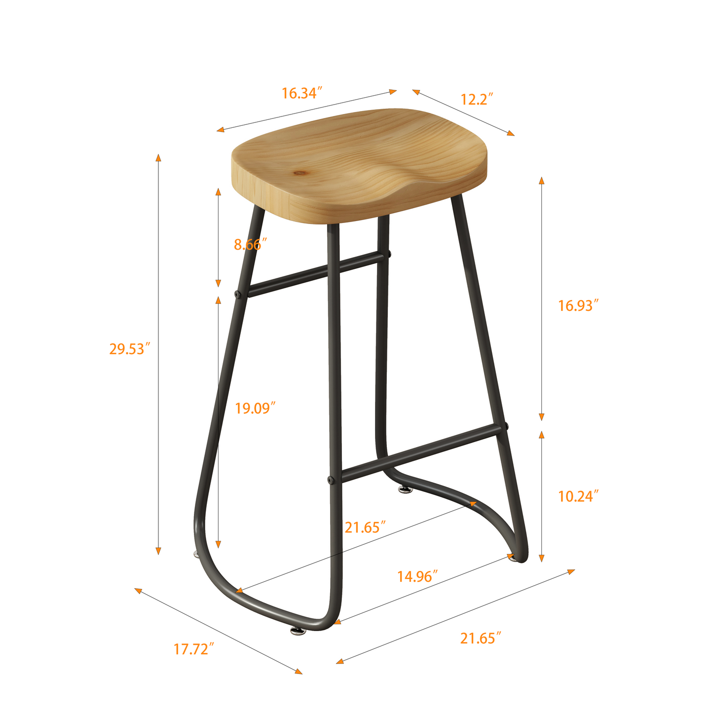 Stylish and Minimalist Bar Stools - Wood  Set of 2