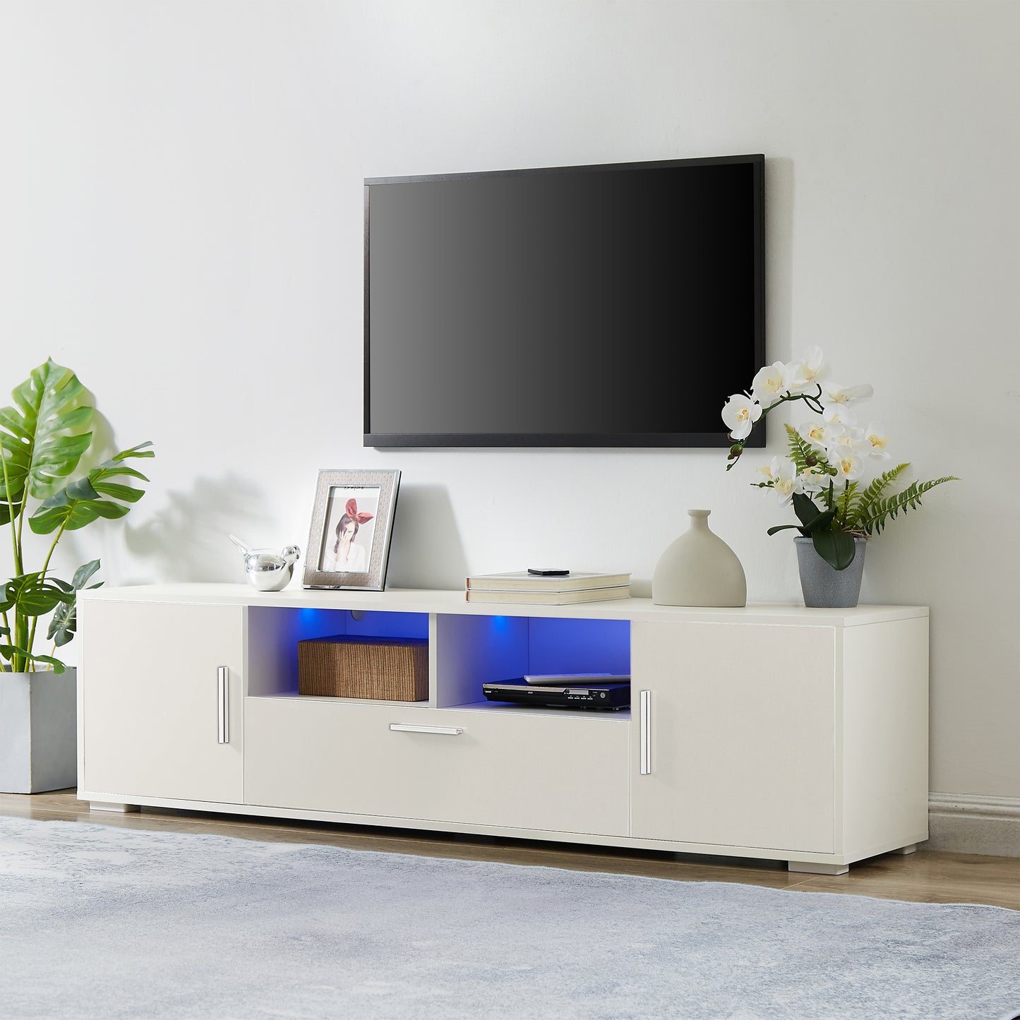 Oasis TV Stand with LED Lights - White