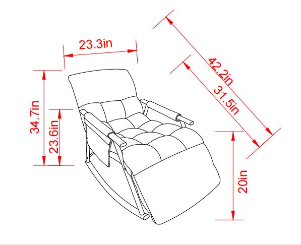 Dawson Casual folding rocking chair upholstere - Blue