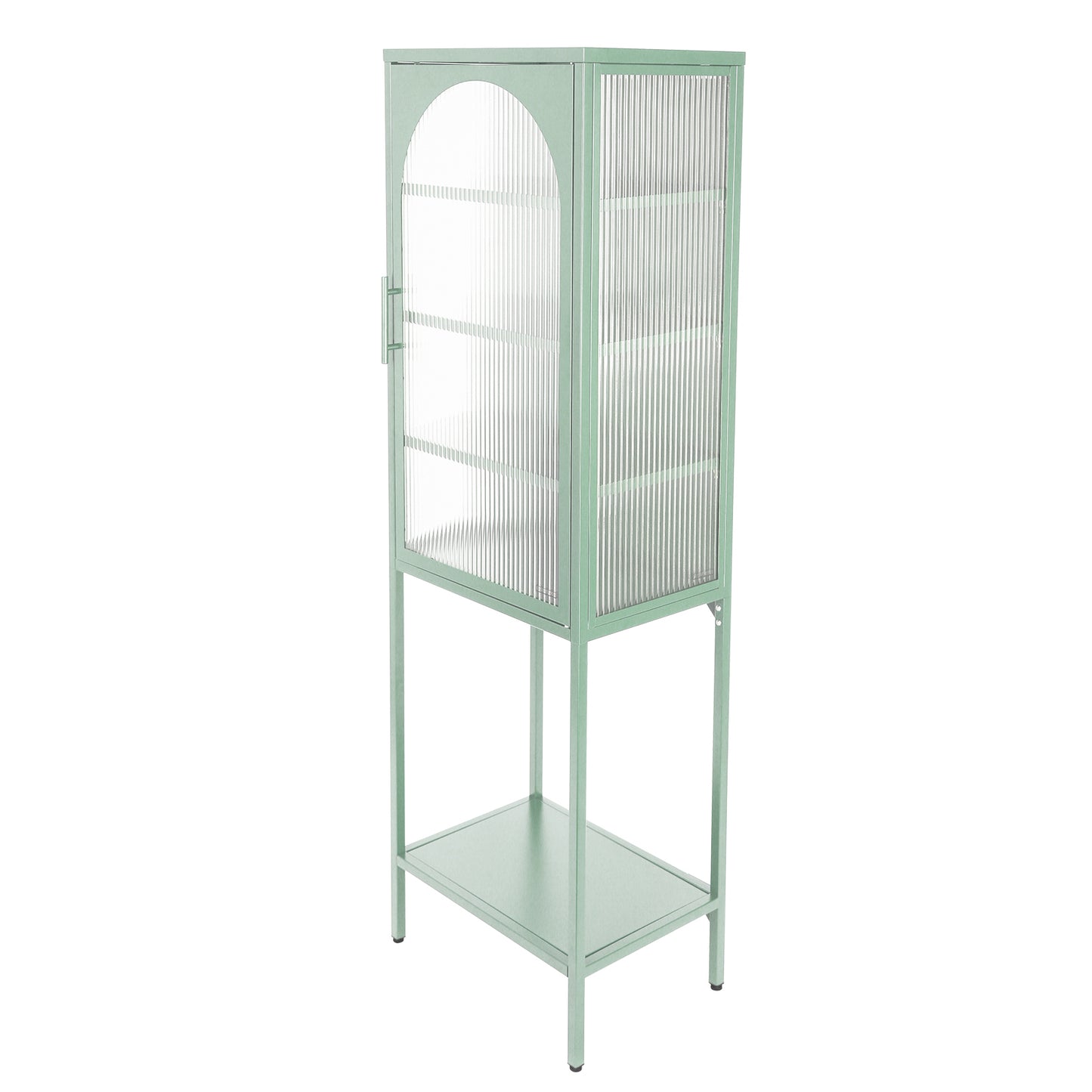 Arched Tempered Glass High Cabinet - Mint Green