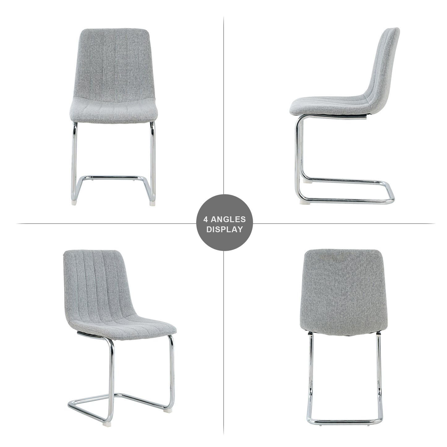 Jayro Fabric Dining Chairs with Metal Leg (Set of 4) - Light Gray