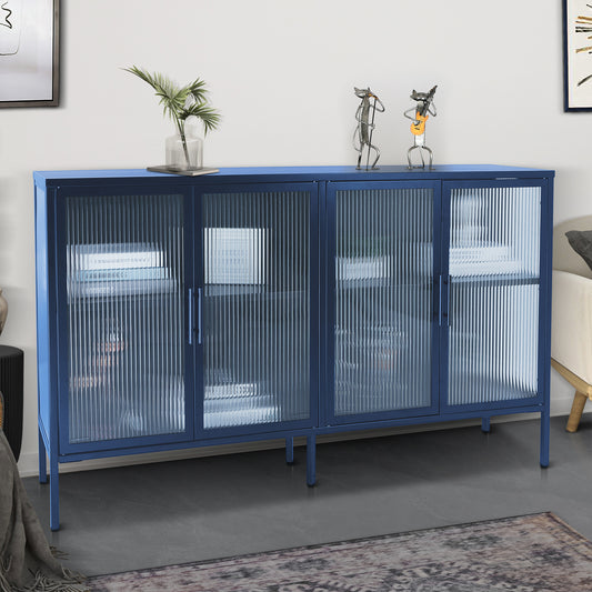 Nera Tempered Glass Credenza - Blue