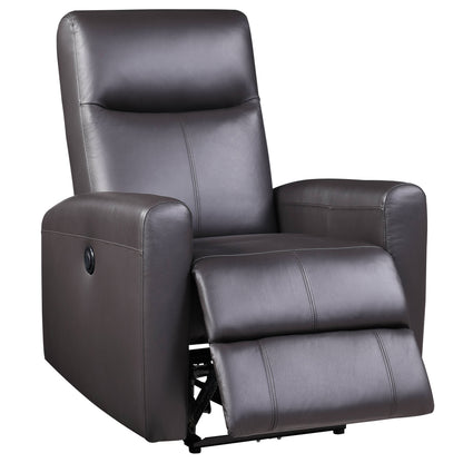 Morgan Power Recliner with Square Armrest - Brown