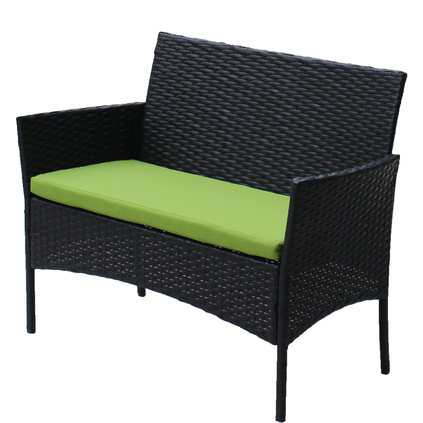 Miola 4 Pc Outdoor Patio Wicker Ratten Furniture Set - Green Cushion