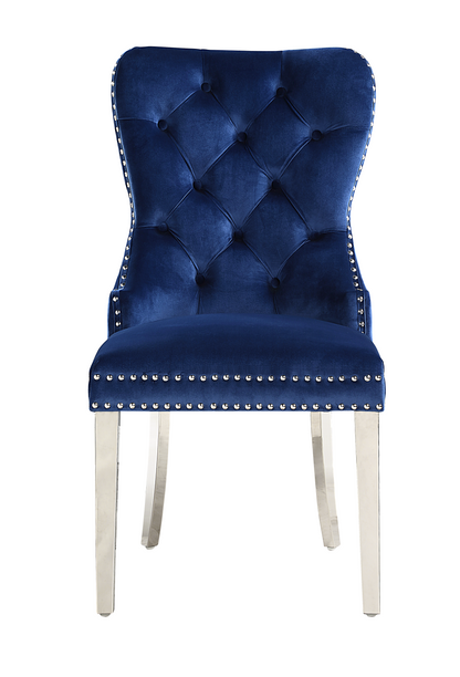 Mistie Velvet Dining Chairs w Metal Leg (Set of 2) - Blue