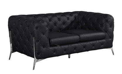 Devon Italian Leather Upholstered Loveseat - Black