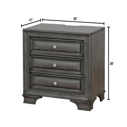 Mira Solid Wood Nightstand With Under Nightlight - Grey