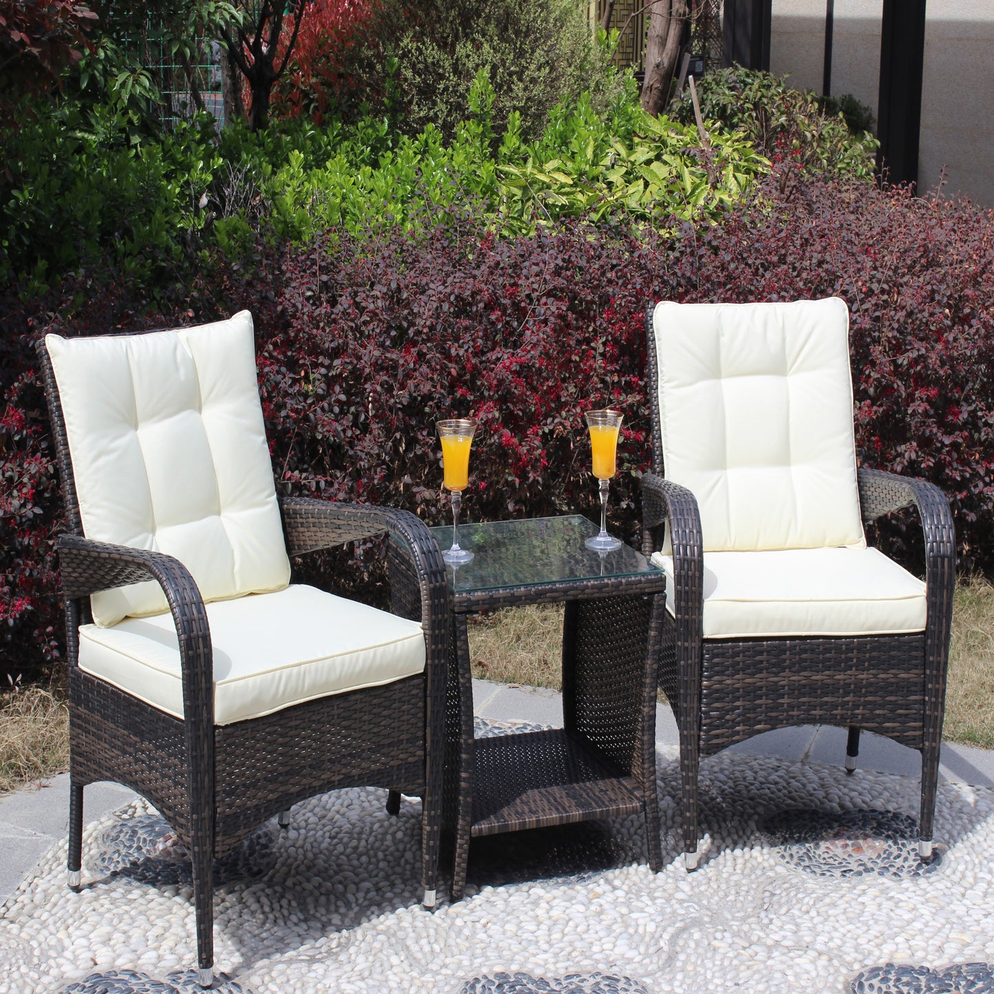 Brantley 3 Pc Outdoor Wicker Ratten Seat - Brown