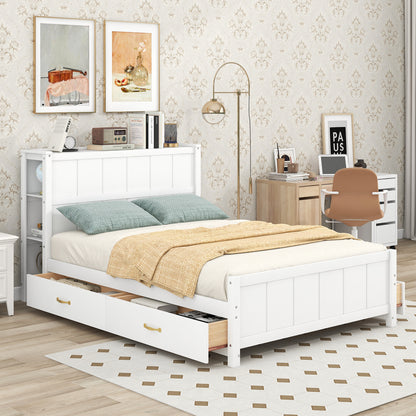 Zeal Full Size Platform Bed w Storage - White