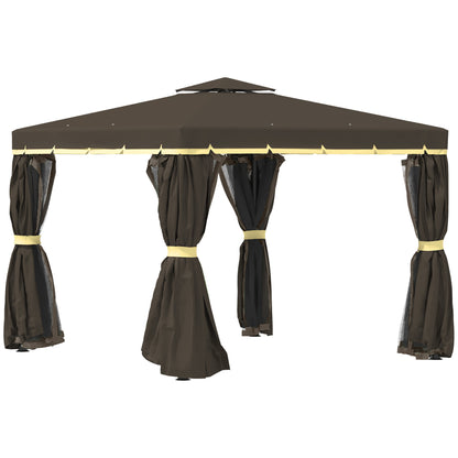 Caruso 10 x 10 ft  Gazebo Canopy Shelter  with Double Vented Roof - Coffee