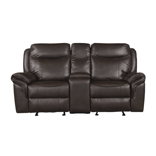 Asa Glider Recliner Loveseat w/ Storage - Dark Brown