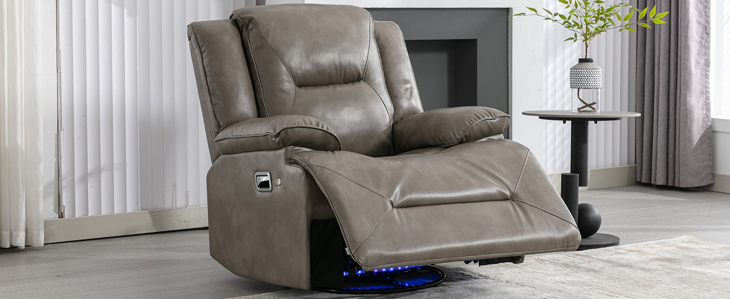 Meyer 360° Swivel and Rocking Manual Recliner Chair with a LED - Gray