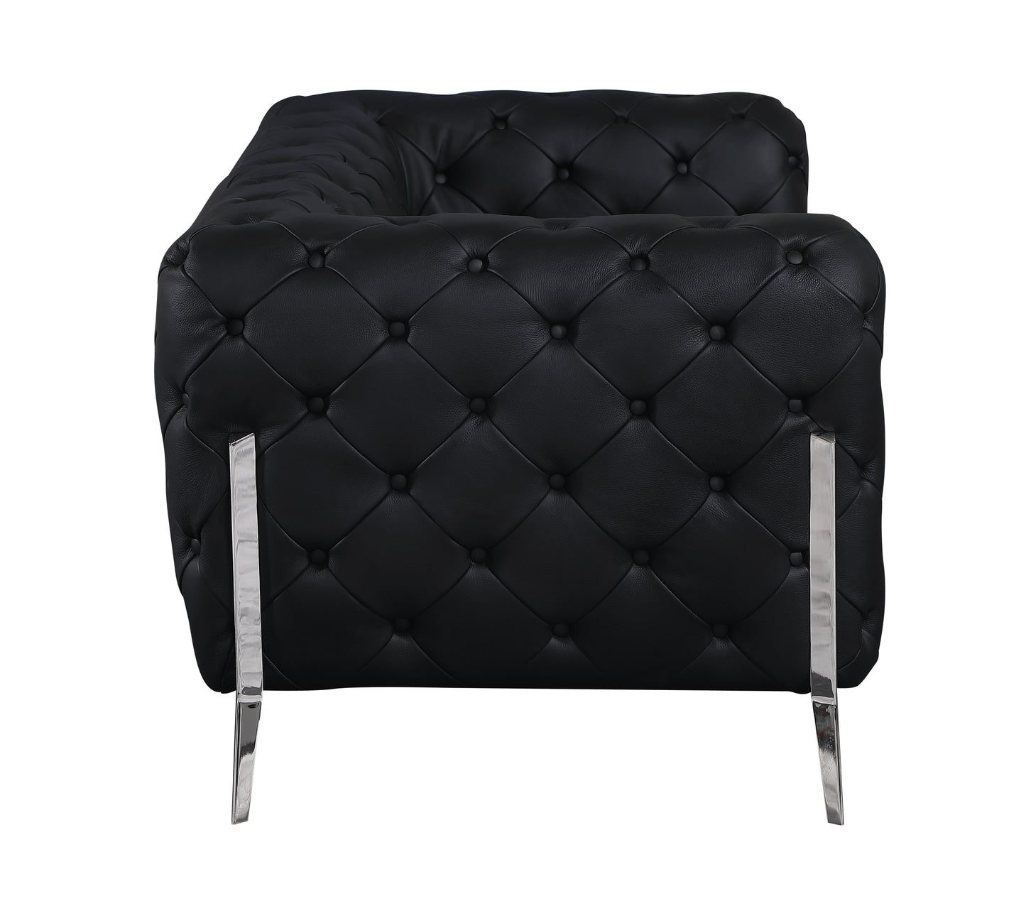 Devon Italian Leather Upholstered Loveseat - Black