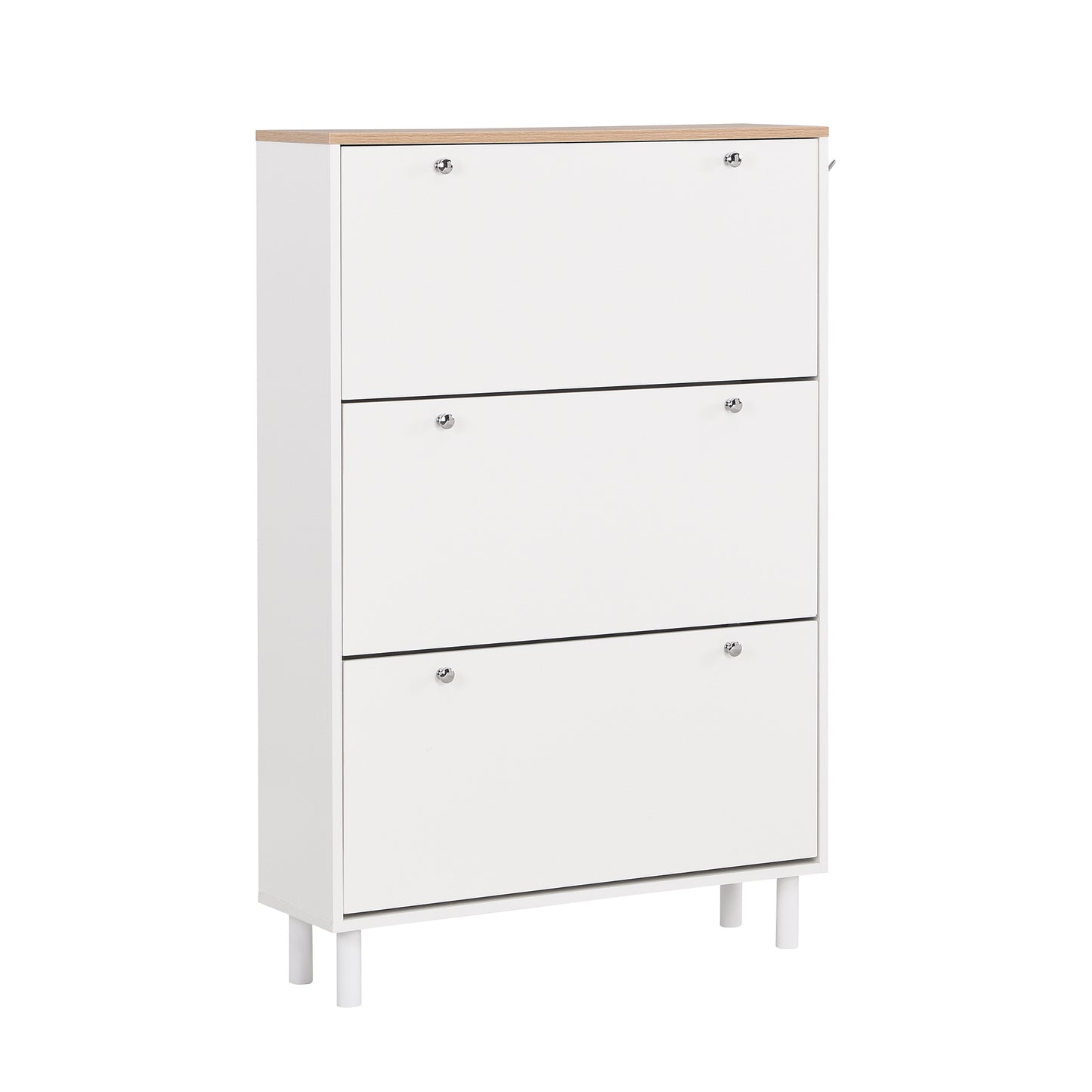 Bio Shoe Cabinet with 3 Flip Drawers - White