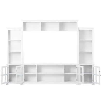 Tio Entertainment Wall Unit TV Stand with Tempered Glas - White