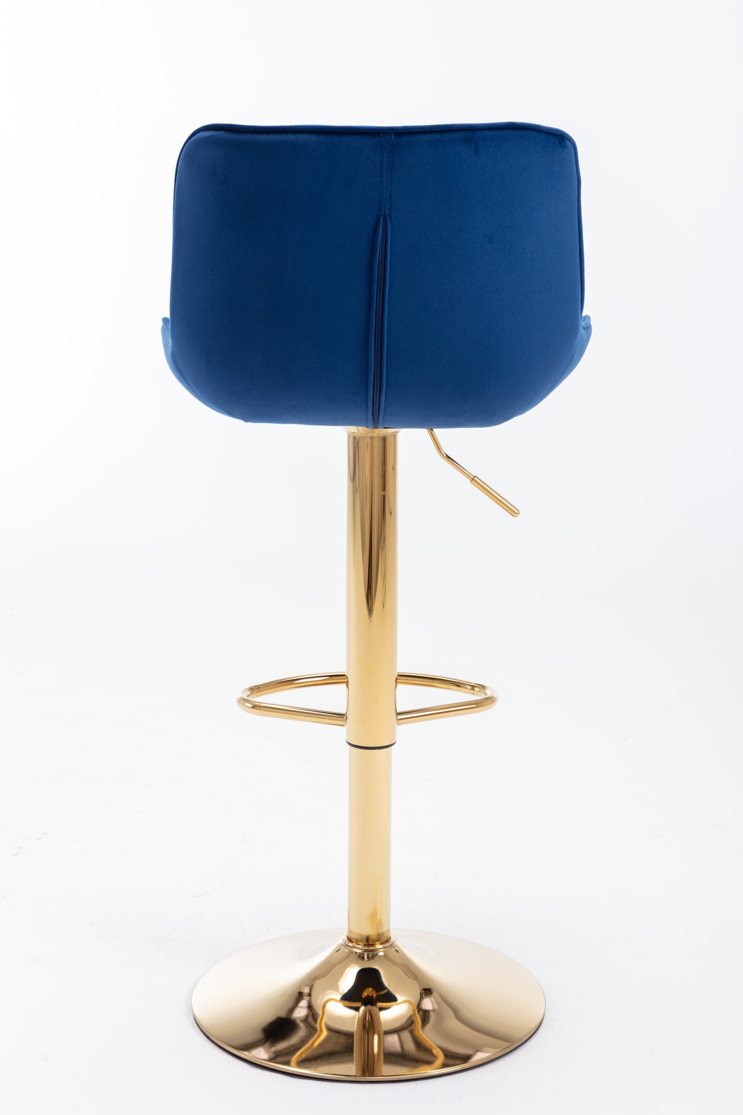 Stramline Adjustable Velvet + Golden Leg Bar Stool - Blue Set of 2