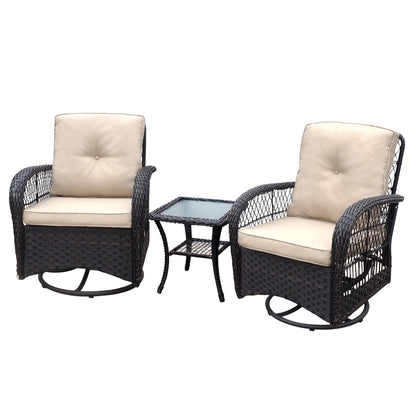 Thomson Outdoor Wicker Rocker Swivel  Patio Bistro Set - Brown