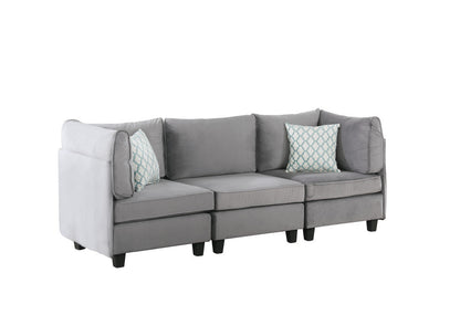 Zelmira Velvet 6Pc Modular Sectional Sofa - Gray