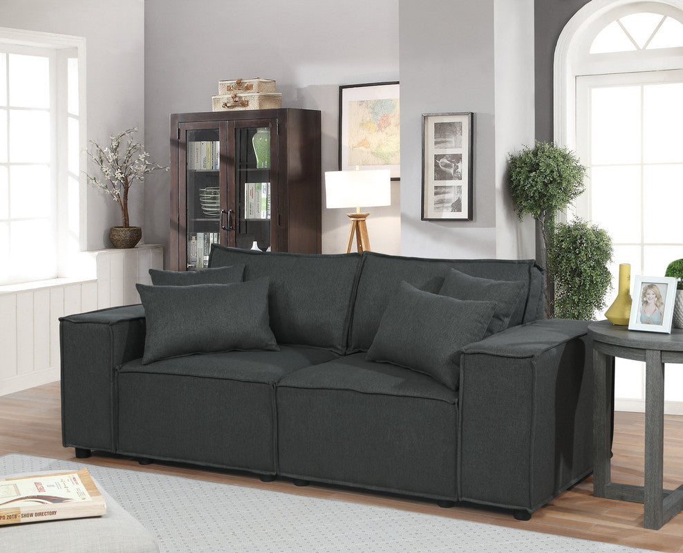 Elson Fabric Loveseat - Dark Gray