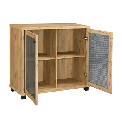 Tasha Golden Oak Accent Cabinet with Mesh Door