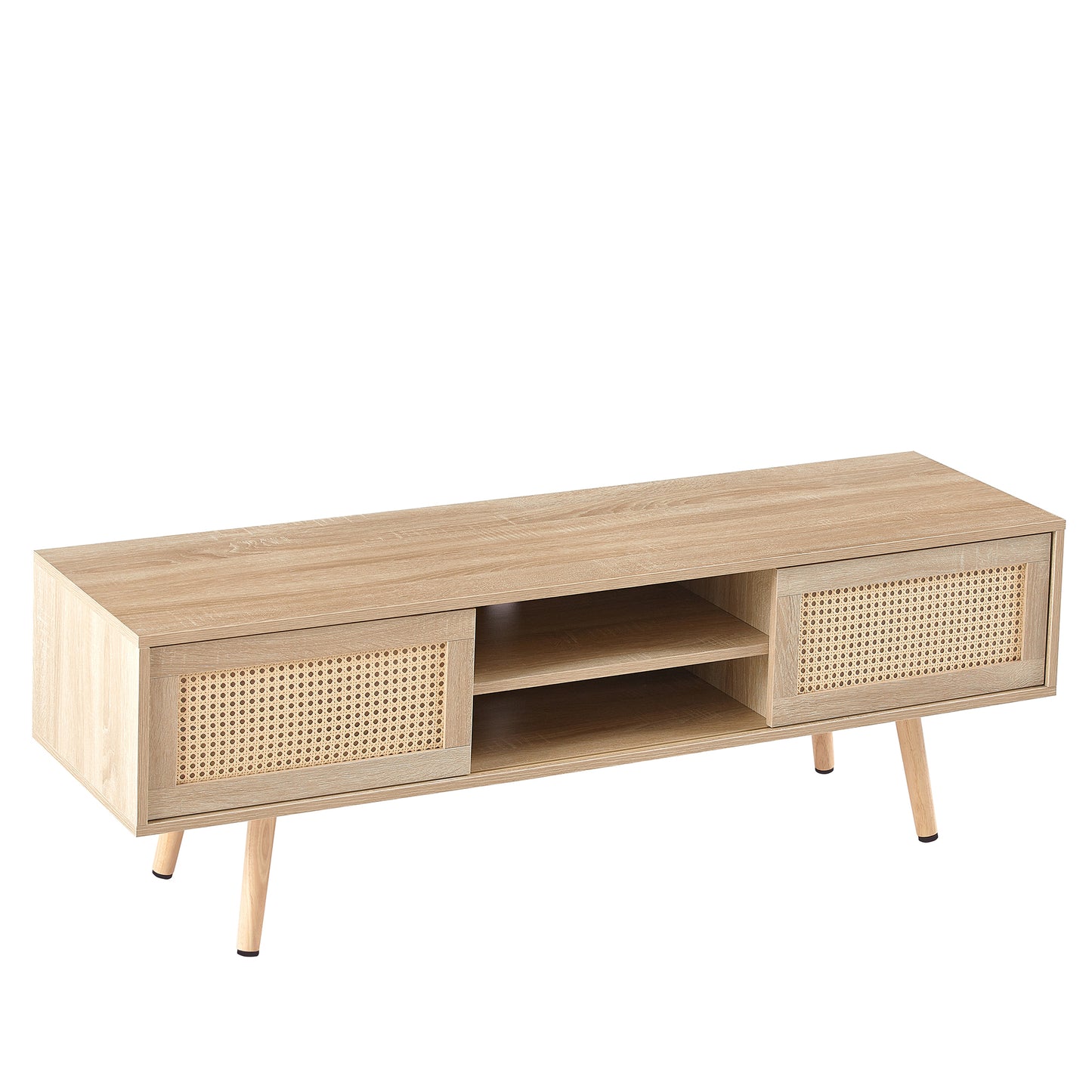 Rattan TV Stand with Storage - Natural