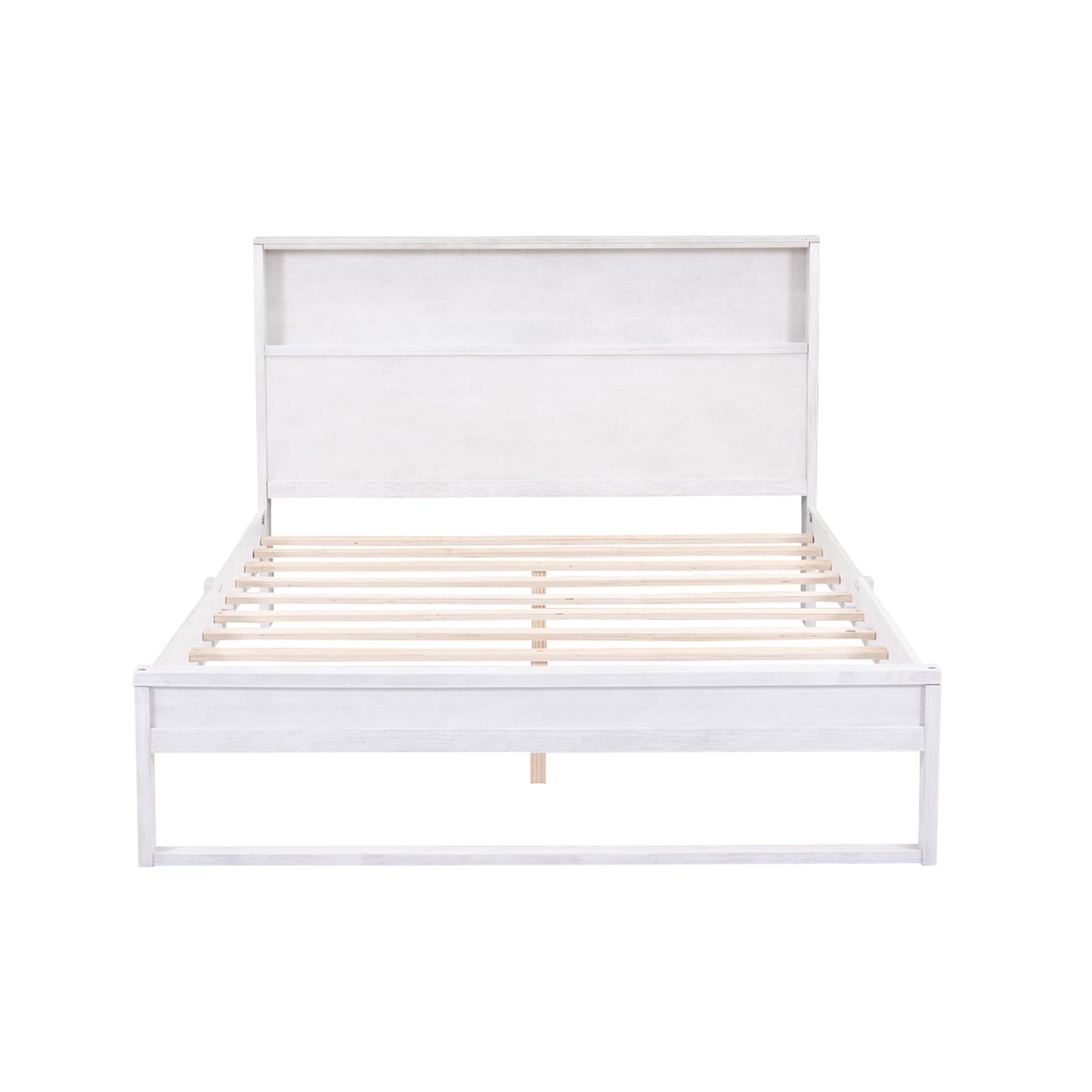 Mora Queen Size Platform Bed Frame with Storage - White