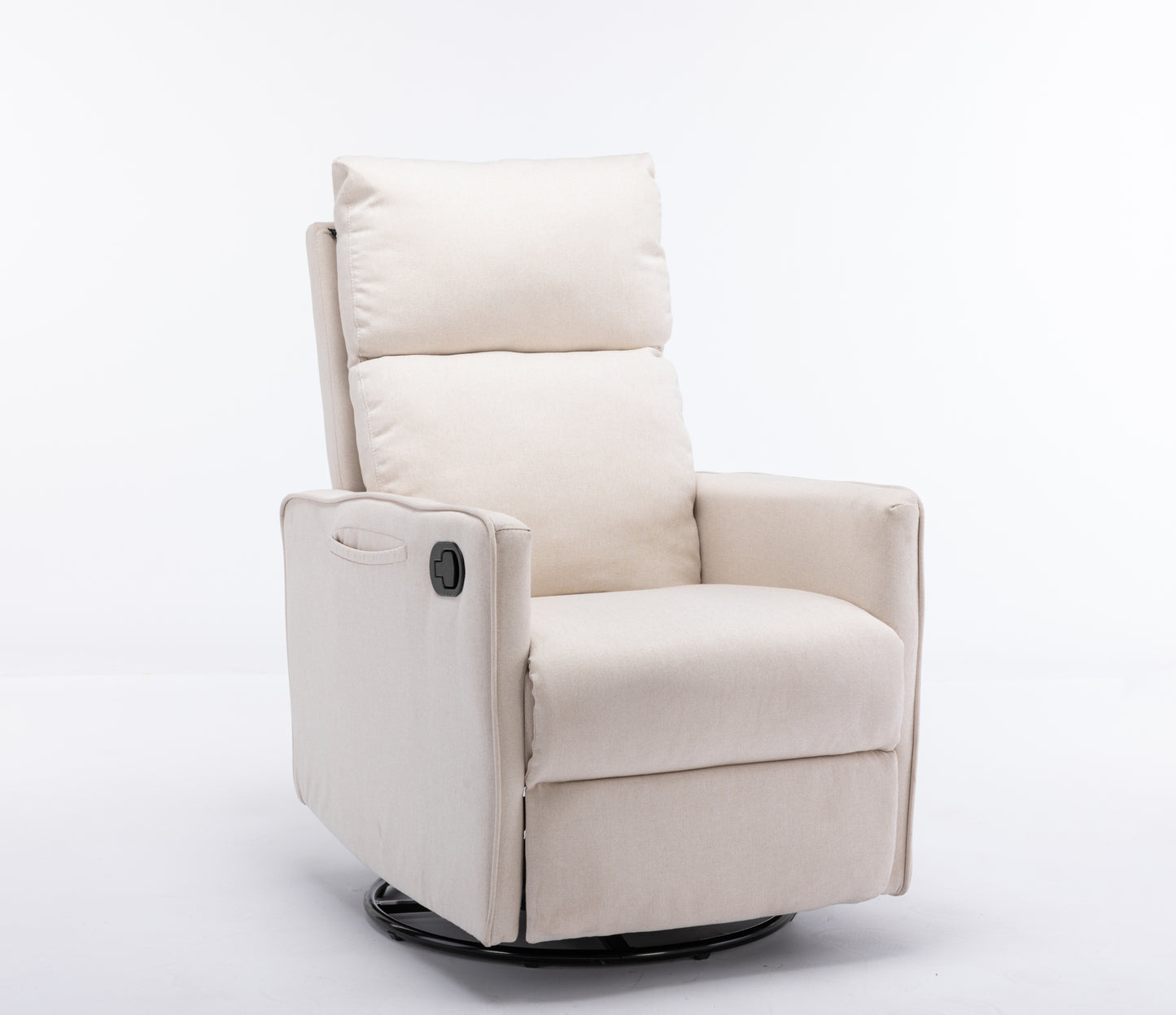 Cotton Linen Fabric Swivel Rocking Chair - Beige