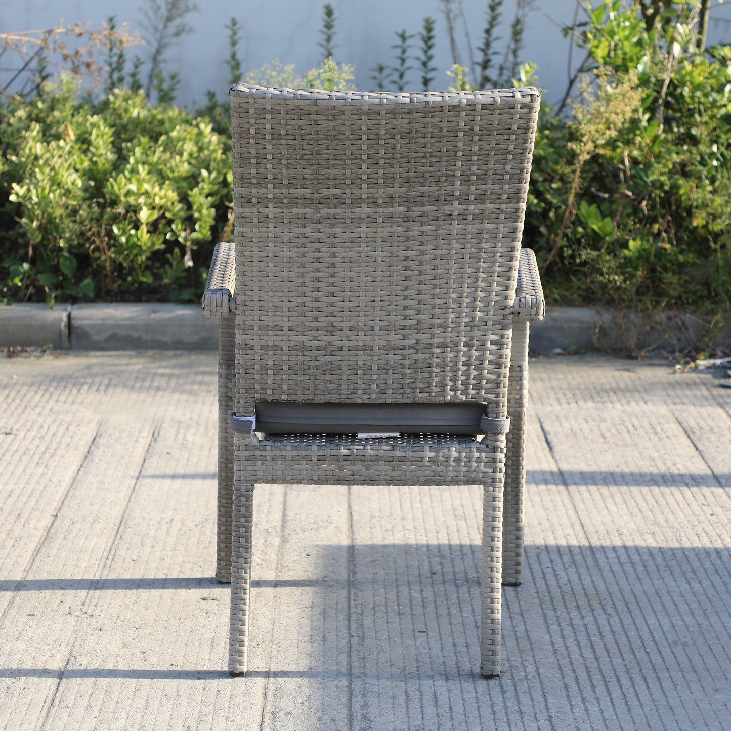 Aaron Outdoor Wicker Dining Chairs With Cushion (Set of 8) - Gray/Dark Gray