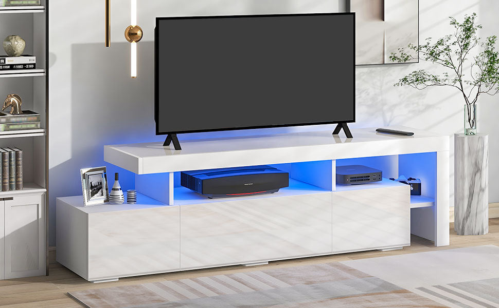 Lancer Modern Style LED Lights TV Cabinet - White