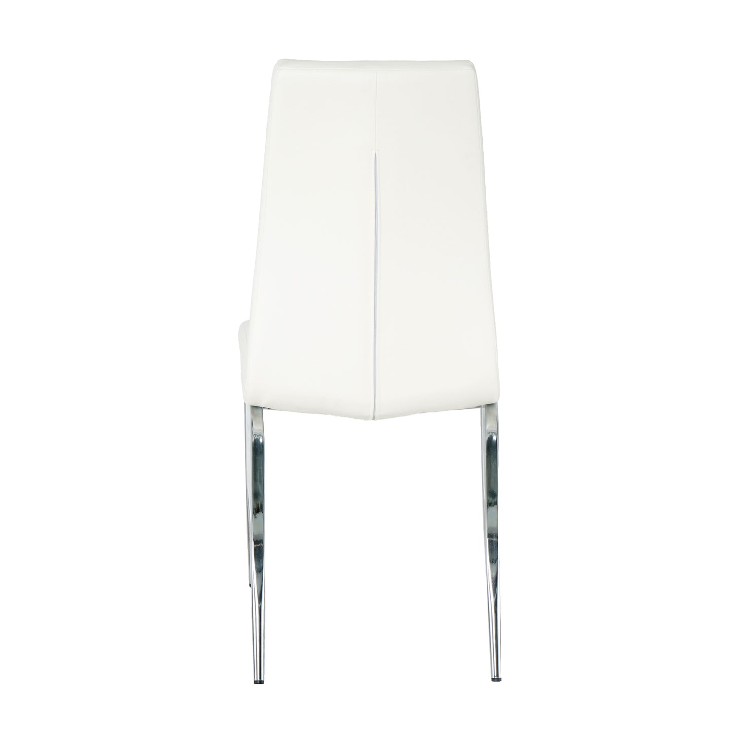 Shona Pu Dining Chairs with Chrome Metal Leg (Set of 4) - White