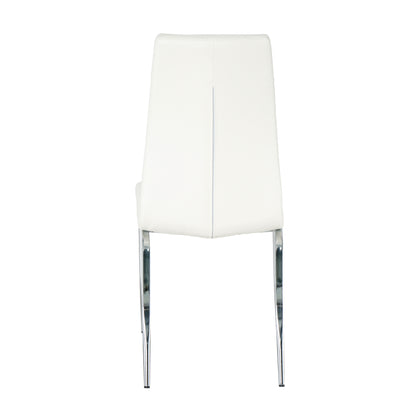 Shona Pu Dining Chairs with Chrome Metal Leg (Set of 4) - White