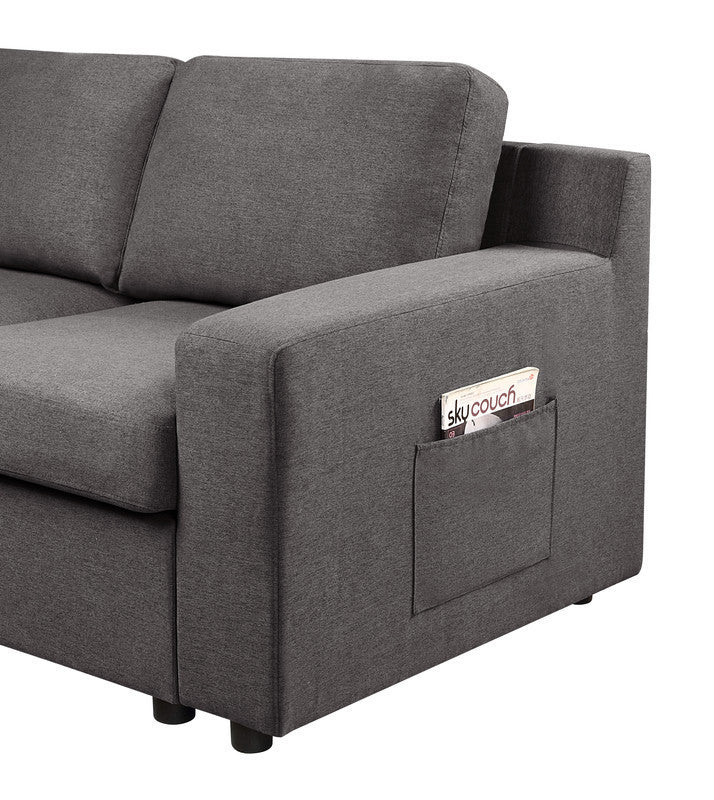 Waylon Linen 4-Seater Sectional Sofa Chaise - Gray