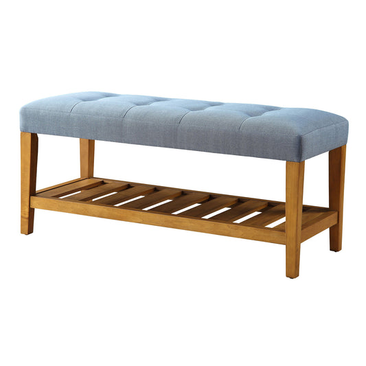 Sian Tufted Padded Seat Bench - Light Blue