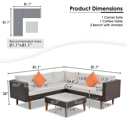 Selma  4 Pc Outdoor Wicker Sofa Set - Beige