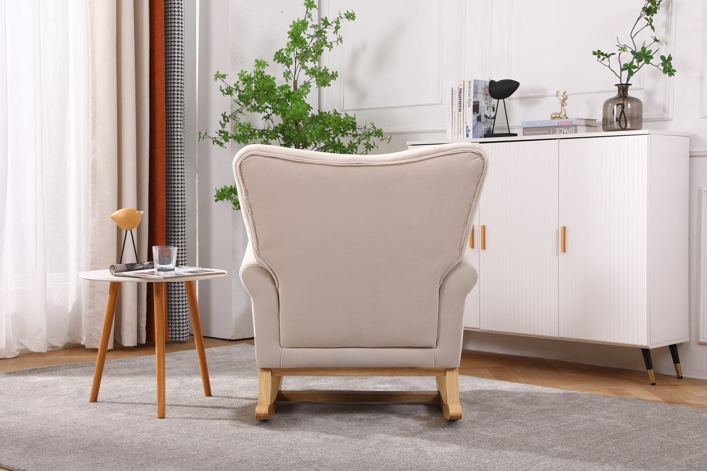 Jarvis Velvet Rocking Chair - Beige