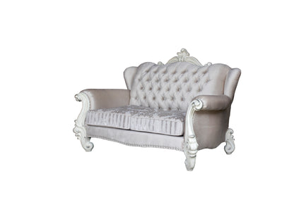 Versailles Velvet Loveseat w/3 Pillows in Ivory