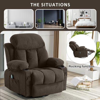 Vanbow Recliner Chair Massage Heating with USB - Brown