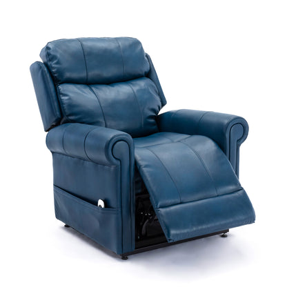 Lowell Leather Gel Lift Chair with Massage - Navy Blue