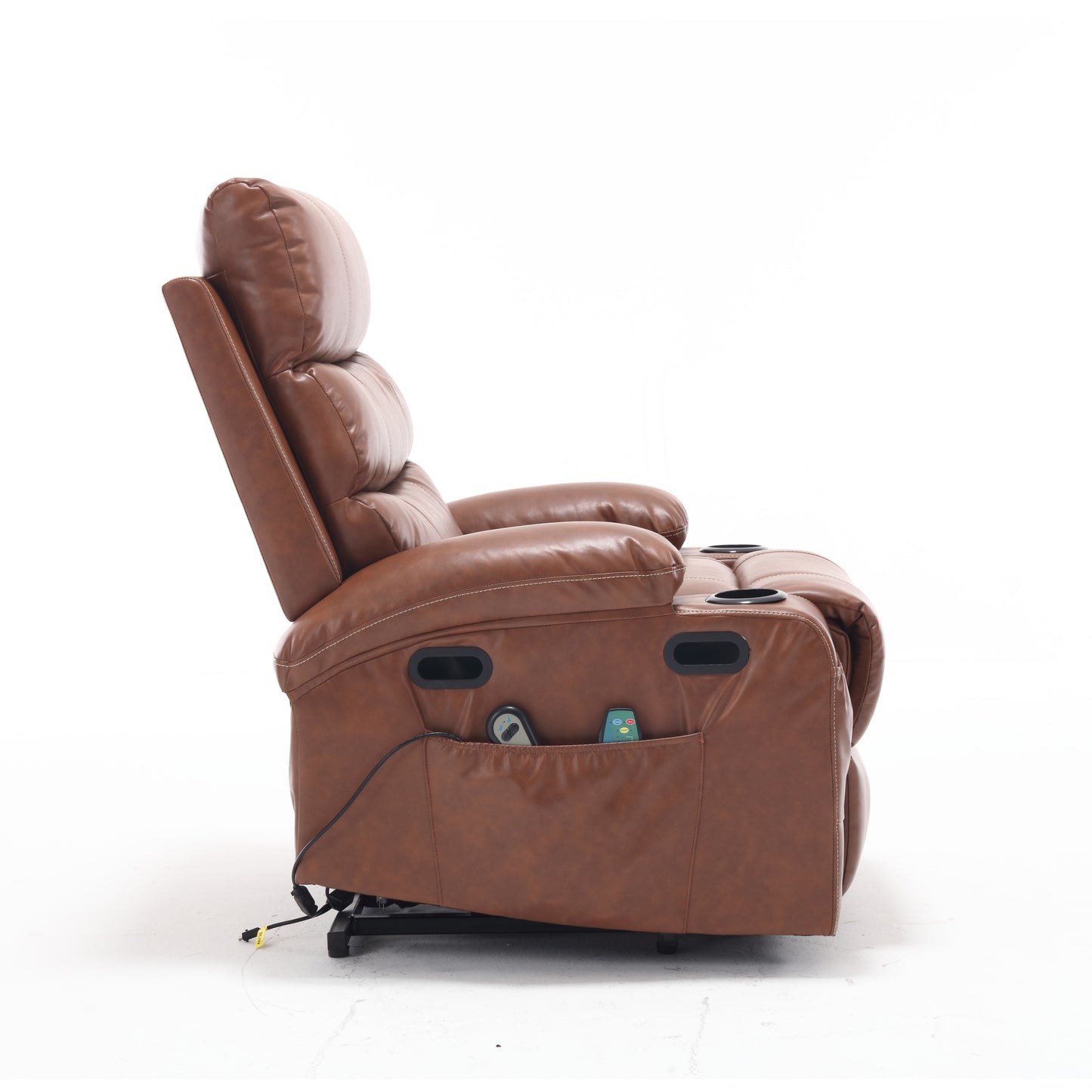 Elias Large Power Lift Recliner Chair with Massage - Brown